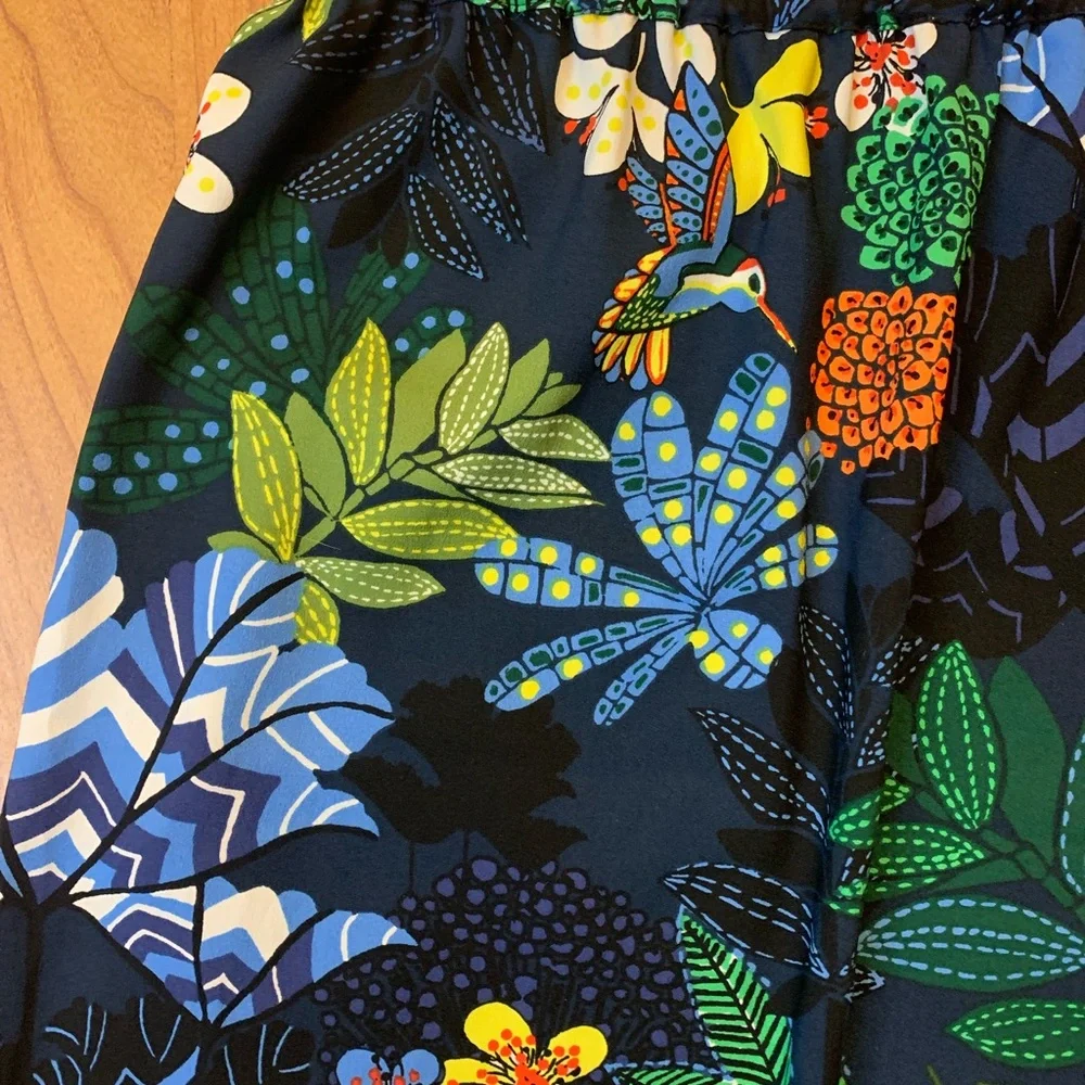 Ann Taylor LOFT Tropical Floral Hummingbird Skirt S